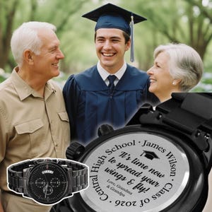Orologio di laurea personalizzato per il nipote da nonna e nonno, regalo di diploma di scuola superiore o laurea per lui, laureato/a nel 2026.