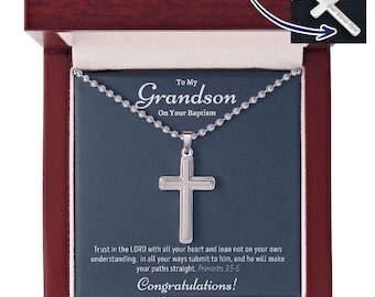Don de baptême de petit-fils, cadeau pour petit-fils sur son baptême, cadeau de baptême catholique de grand-mère grand-père, cadeau de baptême de petit-fils de grands-parents
