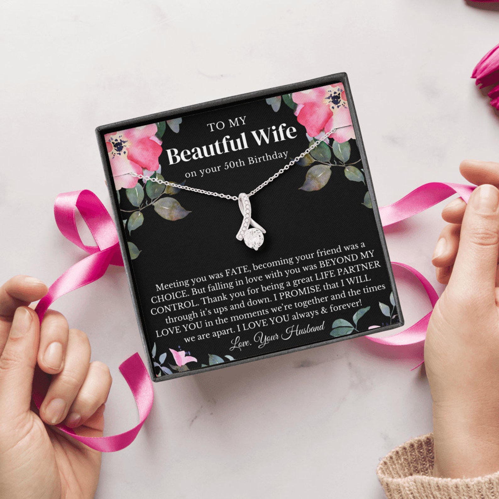 Meaningful Wife 50th Birthday Gift Necklace Gift for Wife Etsy UK