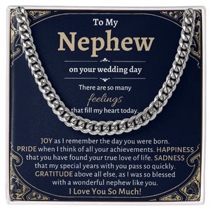 Bräutigam Geschenk von Tante, An meinen Neffen am Hochzeitstag, Neffe Hochzeitstag Geschenk, Geschenk für Neffen am Hochzeitstag, Neffe Hochzeit Halskette