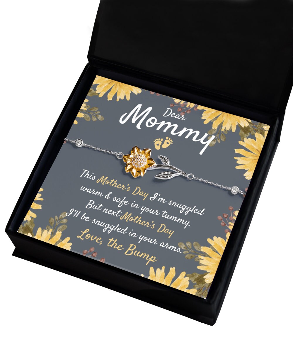 Mom to Be Mothers Day Gifts, New Mom Mothers Day Jewelry, Sunflower Bracelet, Silver 925, Mother