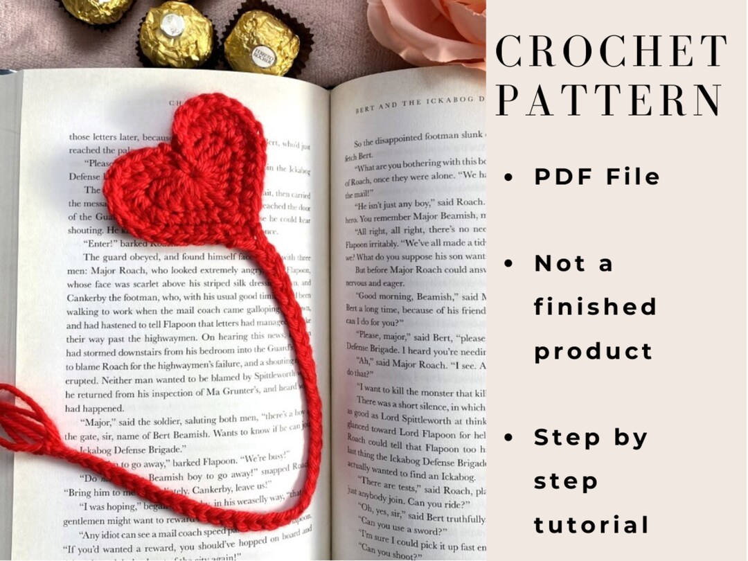 Heart Bookmark Crochet PATTERN ONLY Etsy