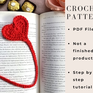 Heart Bookmark Crochet PATTERN ONLY | Easy quick crochet pattern | Valentine&#39;s Day Crochet Pattern | Crochet heart shape | English only