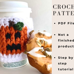 Pumpkin Coffee Cup Cozy Crochet Pattern