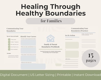 Cahier d'exercices sur les limites familiales imprimable | Règles ménagères et feuilles de travail sur la communication PDF | Planificateur de réunions de famille | Téléchargement instantané