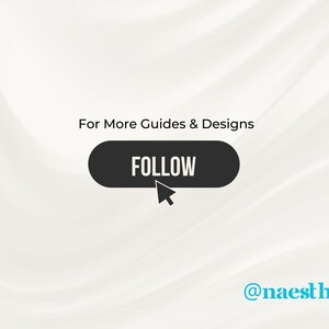 Peut inclure: Fond blanc avec une texture de tissu fluide. Le texte "For More Guides & Designs" est au-dessus d'un bouton ovale noir avec le mot "FOLLOW" et un curseur en forme de fl&egrave;che blanche. Le texte "@naesthetic designs" est en bas &agrave; droite.