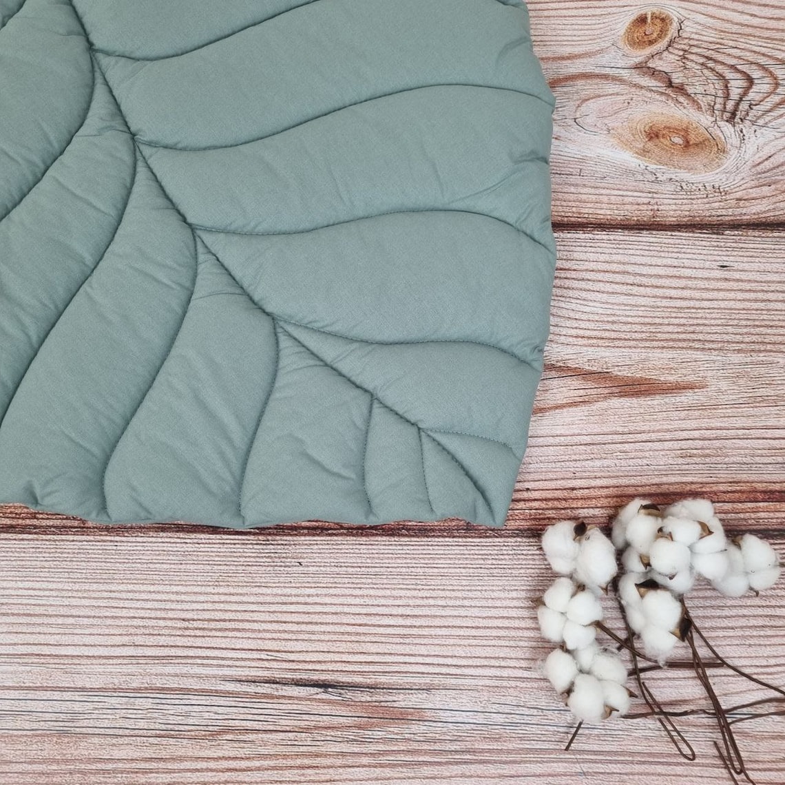 SAGE Green Leaf Mat Leaf Play Mat Floor Play Mat Cotton Etsy