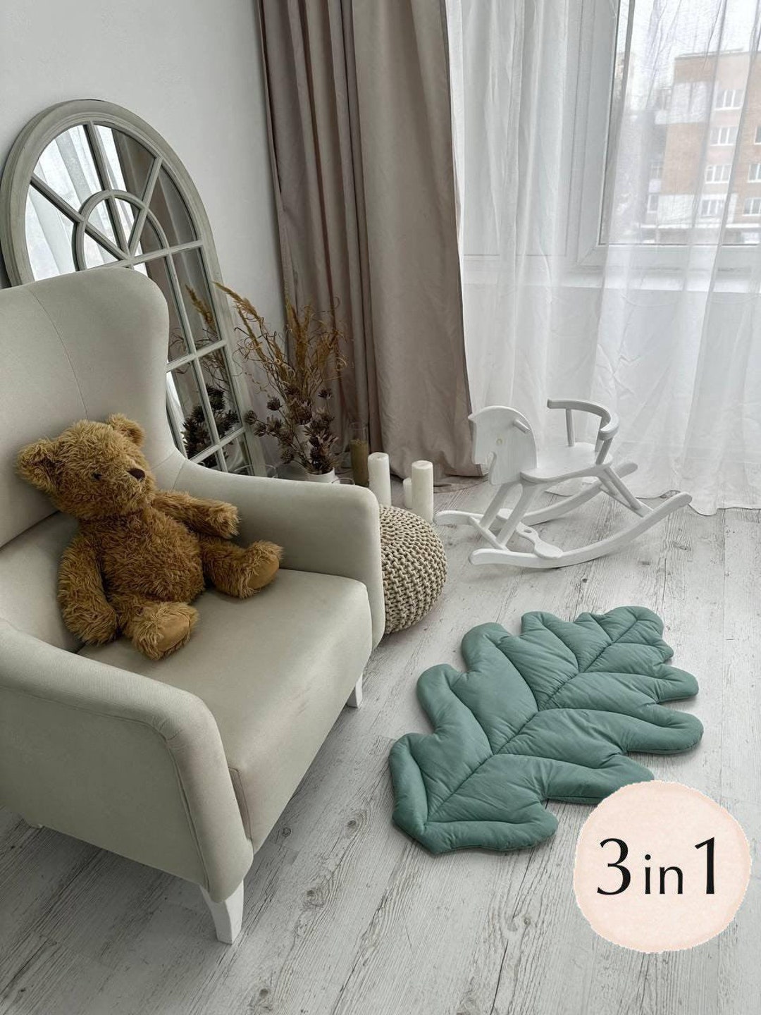 Organic Cotton Leaf Baby Play Mat: Woodland Nursery Rug - Etsy