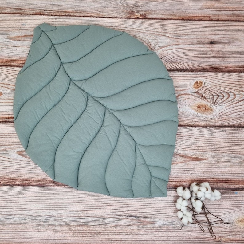 SAGE Green Leaf Mat Leaf Play Mat Floor Play Mat Cotton Etsy