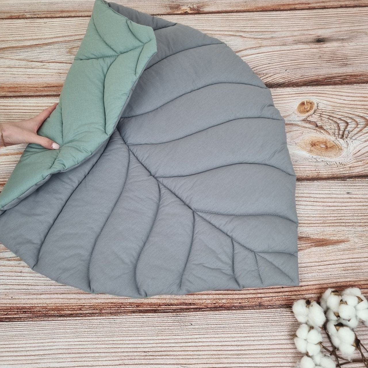 GRAY and SAGE green Leaf leaf play mat floor play mat Etsy