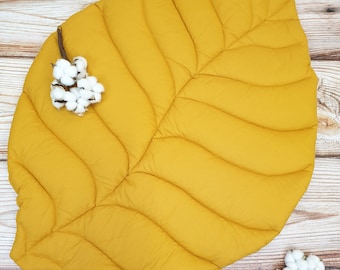 Tappetino da gioco per bambini in cotone biologico con foglie: tappeto personalizzato per la cameretta dei bambini