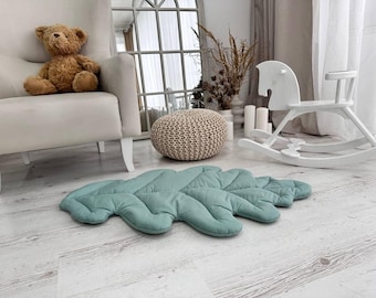 Woodland Leaf Baby Play Mat: Organic Cotton Tummy Time Rug