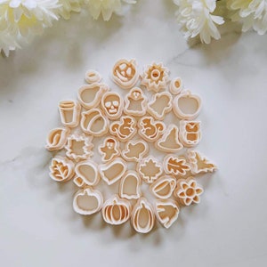 Fall Polymer Clay Earring Cutter Collection (32 Cutters) | Embossed Clay Cutter | Halloween Clay Cutter | Fall (Autumn) Earring Cutters