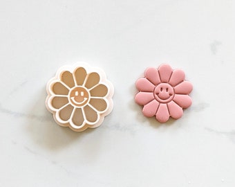 Smiley Face Polymer Clay Cutter | Floral Smiley Face Cutter | Happy Face Clay Cutter | Smiley Clay Cutters | Polymer Clay Earring Cutter