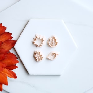 Fall Leaf Clay Cutters (4 Piece Set) | Halloween Leaves Clay Cutter | Fall (Autumn) Earring Cutters