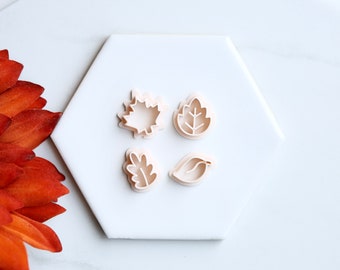 Fall Leaf Clay Cutters (4 Piece Set) | Halloween Leaves Clay Cutter | Fall (Autumn) Earring Cutters