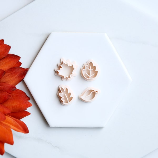 Fall Leaf Clay Cutters (4 Piece Set) | Halloween Leaves Clay Cutter | Fall (Autumn) Earring Cutters