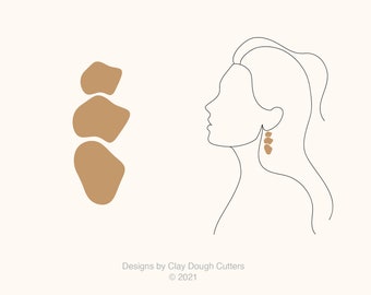 Organic Clay Cutter Dangle Drop (3 Piece Set) | Arch Shape Cutter | Scalloped Clay Cutter | Wavy Clay Earring Cutter | Organic Dangle Cutter