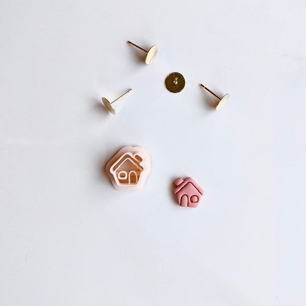 Gingerbread House Mini Clay Cutter (Stud Size) | Christmas Clay Cutter | Winter Holiday Earring Cutters | Stud Clay Cutters