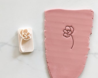 Peony Flower Clay Stamp | Ceramic Stamp | Texture Stamp | Clay Texture | Clay Cutters | Polymer Clay Tool