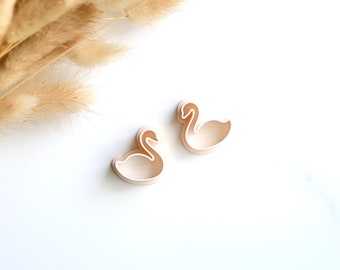 Cortadores de aretes de arcilla polimérica de cisne del día de San Valentín (juego de 2 piezas) / Pendiente de San Valentín / Forma de cortador de San Valentín