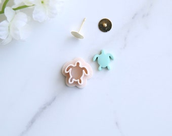 Sea Turtle Mini Clay Cutter (Stud Size) | Ocean Clay Cutters | Summer Clay Cutter | Beach Clay Earring Cutter | Embossing Polymer Clay Tool