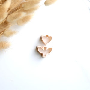 Cortador de arcilla Tulip Heart (juego de 2 piezas) / Cortadores de arcilla del Día de San Valentín / Cortadores de arcilla Vday en relieve / Cortadores de San Valentín / Cortadores V-day
