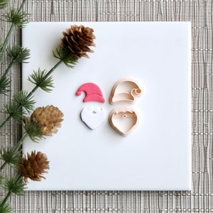 Santa Clay Cutter (2 Piece Set) | Christmas Polymer Clay Cutter | Seasonal Holiday Clay Cutter | Winter Stud Cutters | Embossing Cutter