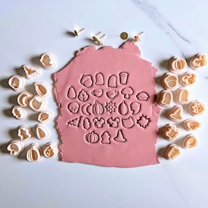 Fall Mini Stud Clay Cutter Collection (25 Cutters) | Embossed Clay Cutter | Halloween Clay Cutter | Autumn Earring Cutters