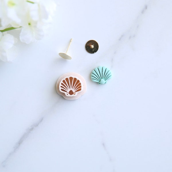 Seashell Mini Clay Cutter (Stud Size) | Sea Shell Cutter | Summer Clay Cutter | Beach Clay Earring Cutter | Embossing Polymer Clay Tool