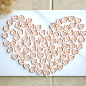 Cortador de arcilla "Frases de Amor" con forma de corazón de conversación / Cortador de arcilla con forma de corazón de caramelo / Cortadores de arcilla para San Valentín / Cortadores de arcilla con relieve