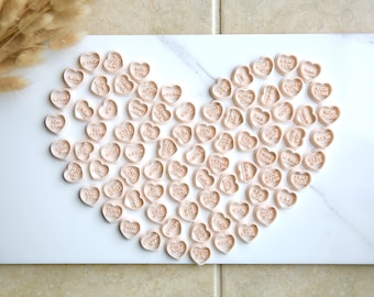 Cortador de arcilla "Frases de Amor" con forma de corazón de conversación / Cortador de arcilla con forma de corazón de caramelo / Cortadores de arcilla para San Valentín / Cortadores de arcilla con relieve
