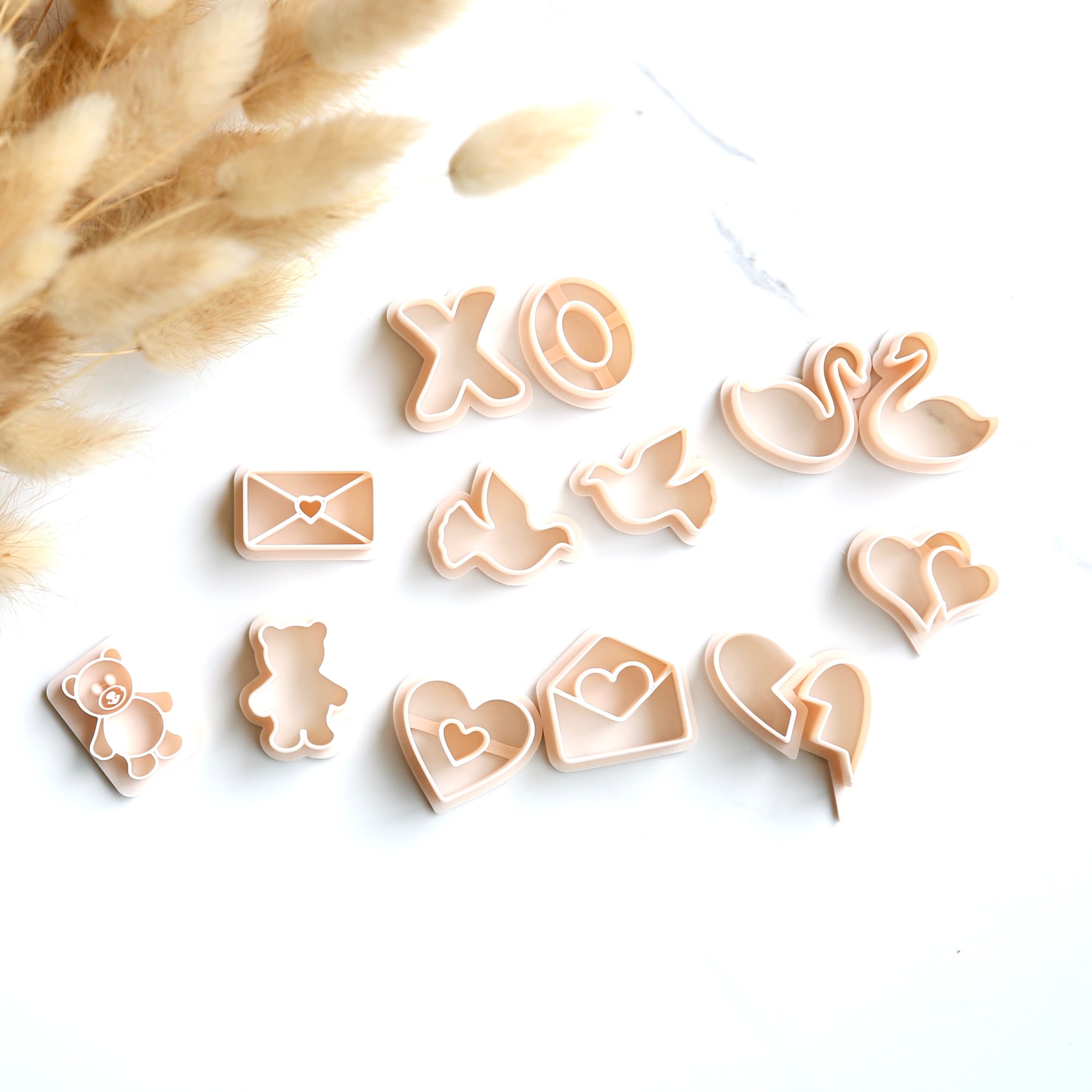 12pcs Polymer Clay Cutters Valentines Day, Valentines Polymer Clay Cutters  For Earrings Making, 12 Shapes Valentines