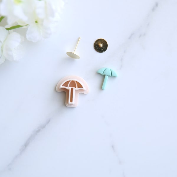 Beach Umbrella Mini Clay Cutter (Stud Size) | Summer Clay Cutter | Beach Clay Earring Cutter | Embossing Polymer Clay Tool