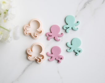 Octopus Clay Cutter (2 Piece) | Ocean Clay Cutter | Summer Clay Cutter | Beach Clay Earring Cutter | Embossing Polymer Clay Tool