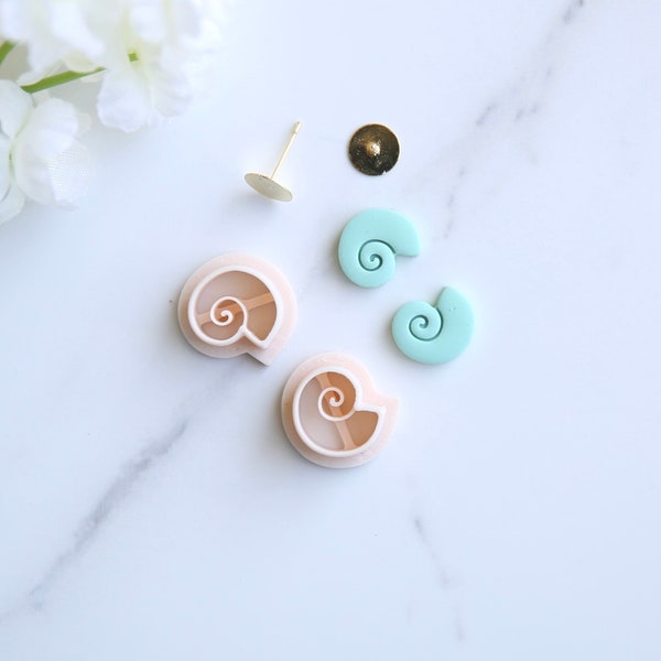 Conch Shell Mini Clay Cutter (Stud Size) | Ocean Sea Cutter | Summer Clay Cutter | Beach Clay Earring Cutter | Embossing Polymer Clay Tool