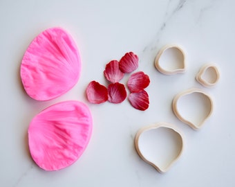 Moules en silicone pour presse à pétales de fleurs | emporte-pièces pétales de rose | Moules en pâte polymère | Outils en pâte à modeler pétales de fleurs | Boucles d'oreilles fondant micro pétales