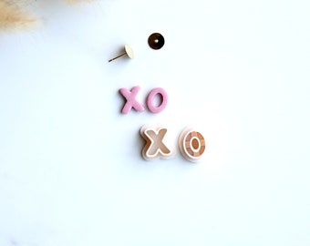 XO Mini Clay Cutter (Stud Size - 2 Piece Set) | Valentine's Day Clay Cutters | Embossed Clay Cutters | Valentines Micro Cutters