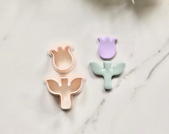 Tulip Flower Clay Cutter (2 Piece Set) | Floral Clay Cutter | Summer Clay Cutter | Spring Cutter | Polymer Clay Tool | Stud Cutter