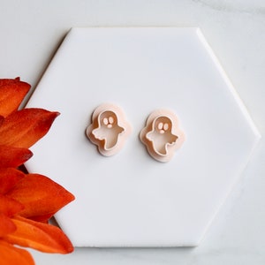 Cute Ghost Polymer Clay Earring Cutter (2 Piece Set Embossing) | Halloween Clay Cutter | Fall (Autumn) Earring Cutters