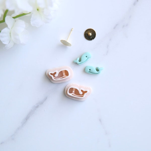 Whale Mini Clay Cutter (Stud Size) | Ocean Sea Cutter | Summer Clay Cutter | Beach Clay Earring Cutter | Embossing Polymer Clay Tool