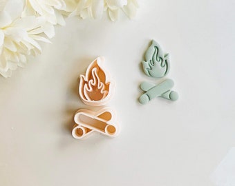 Bonfire Clay Cutter (2 Piece Set Embossing) | Campfire Clay Cutter | Summer Clay Cutter | Spring Cutter | Polymer Clay Tool | Stud Cutter