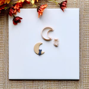 Cat and Moon Clay Cutter (2 Piece Set) | Kitten Clay Cutter | Moon Phase Clay Cutters | Back Cat Clay Cutter | Polymer Clay Earring Cutter