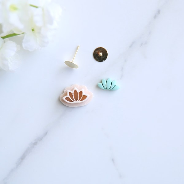 Lotus Flower Mini Clay Cutter (Stud Size) | Sea Shell Cutter | Summer Clay Cutter | Beach Clay Earring Cutter | Embossing Polymer Clay Tool