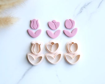 Tulip Flower Clay Cutter Collection (4 Piece) | Spring Daisy Clay Cutter | Peony Clay Cutter | Lily Cutter | Polymer Clay Cutter