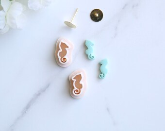 Sea Horse Mini Clay Cutter (Stud Size) | Ocean Sea Cutter | Summer Clay Cutter | Beach Clay Earring Cutter | Embossing Polymer Clay Tool