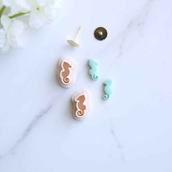 Sea Horse Mini Clay Cutter (Stud Size) | Ocean Sea Cutter | Summer Clay Cutter | Beach Clay Earring Cutter | Embossing Polymer Clay Tool