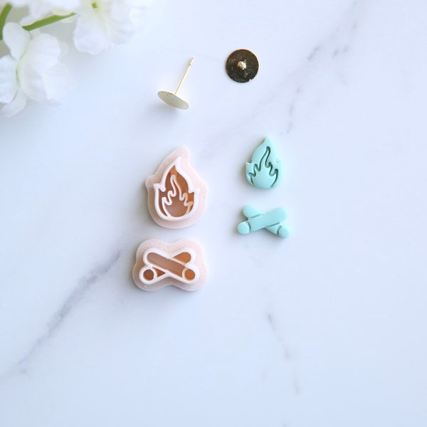 Bonfire Mini Clay Cutter (Stud Size) | Summer Clay Cutter | Beach Clay Earring Cutter | Embossing Polymer Clay Tool