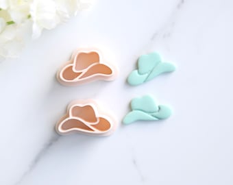Cowboy Hat Clay Cutter (2 Piece) | Cowgirl Hat Cutter (Embossing) | Summer Clay Cutter | Spring Clay Earring Cutter | Stud Cutter