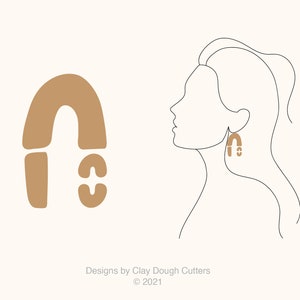 Organic Spring Clay Cutter Dangle Drop (3 Piece Set) | Arch Shape Cutter | Scalloped Clay Cutter | Wavy Clay Earring Cutter